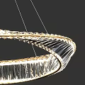 Illuminated Modern Circular Crystal Chandelier With Gold Accents And Glass Strands Design