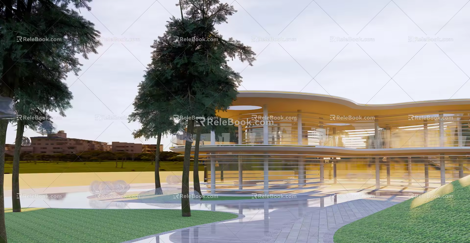 Cloud-shaped construction of modern observation platform 3d model