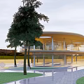 Cloud-shaped construction of modern observation platform 3d model