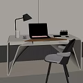 Desk and Chair Combination Computer Desk Study Desk and Chair Computer Desk Lamp 3d model