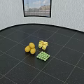 Fresh Honeydews Bunch of Bananas and Green Apples on Black Countertop