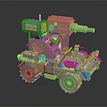 Multi Wheeled Utility Vehicle With Mechanical Cannon Gears Antenna And Structural Design