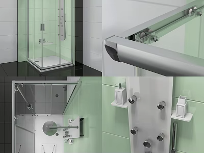 Modern Shower Sauna Design With Glass Enclosure Metal Fixtures And Tiled Walls 3d model