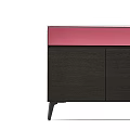 Modern Console Cabinet and Sideboard With Pink Top Panel Dark Doors And Black Legs
