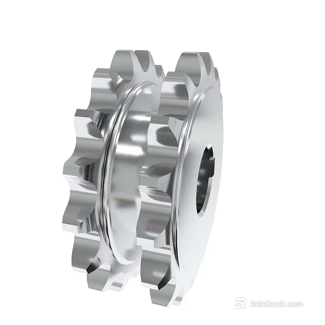 Industrial Metal Gear With Toothed Structure And Shaft Hole Mechanical Component 3d model 