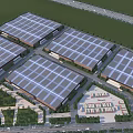 Modern Industrial Plant Complex Featuring Multiple Rooftops Green Landscaping And Road Network