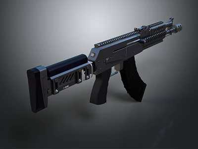 Modern Tactical Black Rifle With Sleek Design Barrel Magazine And Grip 3d model