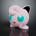 Jigglypuff Cute 3D Animated Game Character with Pink Body Large Turquoise Eyes and Black Ears