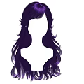 Purple Long Wavy Hair on Feminine Head Silhouette Showcasing Elegant Soft Curves