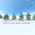 Deciduous Oak Trees 3D Model Scene With Blue Sky And White Clouds 3d model