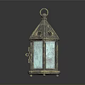 Vintage Brass Decorative Lantern With Glass Panels And Elegant Design