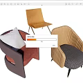 Modern Leisure Chairs with Various Styles Comfortable Cushions Woven Texture and Metal Legs