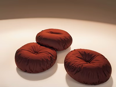 Three Red Round Soft Bean Bag Chairs for Cozy Living Room Seating 3d model