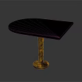 Stylish Modern Semicircular Table With Black Tabletop And Copper Base Design 3d model