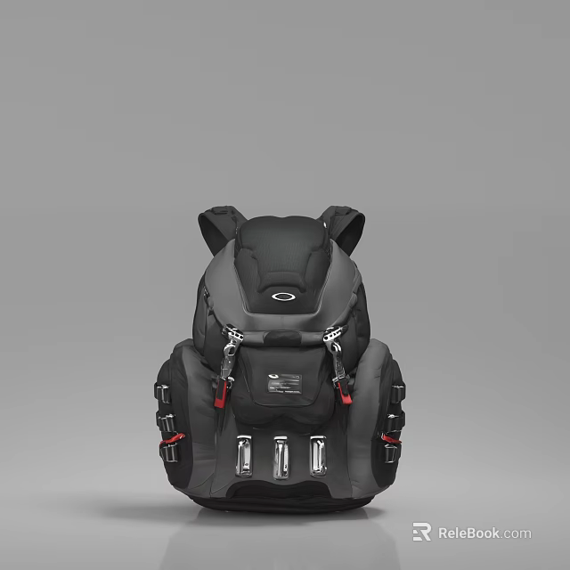 Black Gray Outdoor Backpack With Durable Straps Multiple Pockets And Buckles 3d model