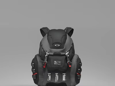 Black Gray Outdoor Backpack With Durable Straps Multiple Pockets And Buckles 3d model