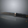 Handmade Weapon With Sharp Metal Blade Black Handle And Golden Accent 3d model