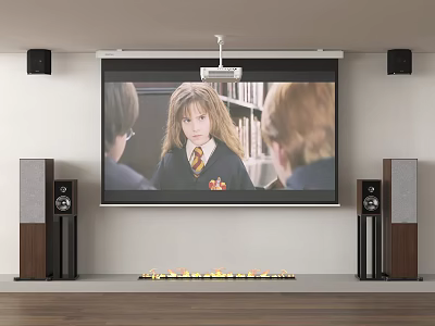 Projection Monitoring System Setup with Security Cameras and Large Projection Screen 3d model