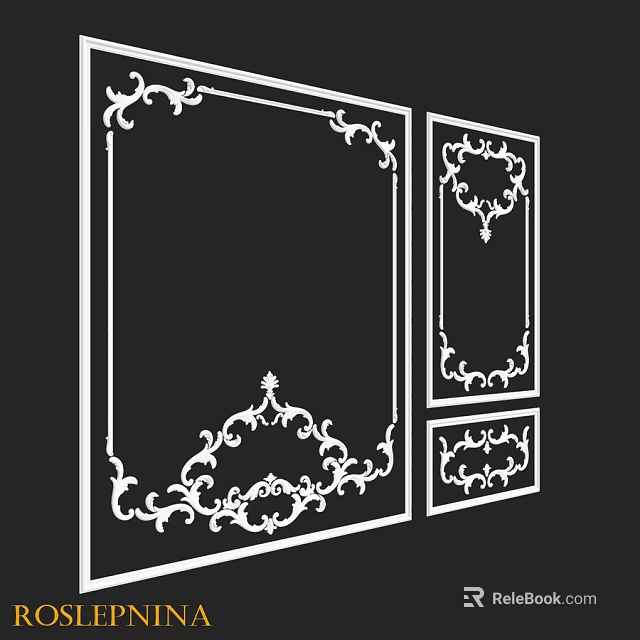 Ornamental Decorative Components With Intricate Floral Patterns And Frame Designs 3d model 