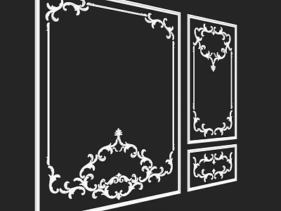Ornamental Decorative Components With Intricate Floral Patterns And Frame Designs 3d model