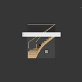 Modern Staircase Interior Design with Wooden Steps Glass Railing and White Platform