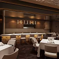 Elegant Banquet Hall Interior Design With Dining Tables Chairs And Ambient Lighting