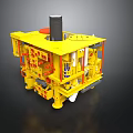 Detailed Yellow Industrial Mechanical Structure With Black Top Component And Red Control Elements 3d model