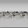 Modern Office Workstations With Partitioned Desks Ergonomic Chairs And Computer Monitors 3d model