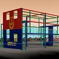 Fire Station Multi Level Training Structure Red Blue Steel With China Fire Rescue Logo