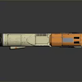 Futuristic Tactical Pistol With Orange And White Accents Ergonomic Grip Detailed Design