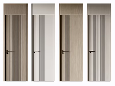 Stylish Hinged Doors With Various Wood Grain Finishes For Modern Home Interior 3d model