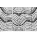 Modern Artistic Wall Decor with Wavy Black Silver Glass Panels for Contemporary Interior