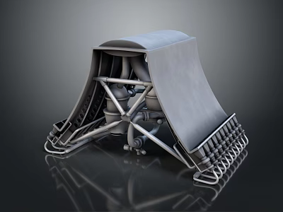 Detailed Mechanical Engine Design With Metal Frame Pipes And Industrial Casing 3d model