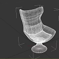 Modern Black Accent Chair Design With Comfortable Cushion And Round Base 3d model
