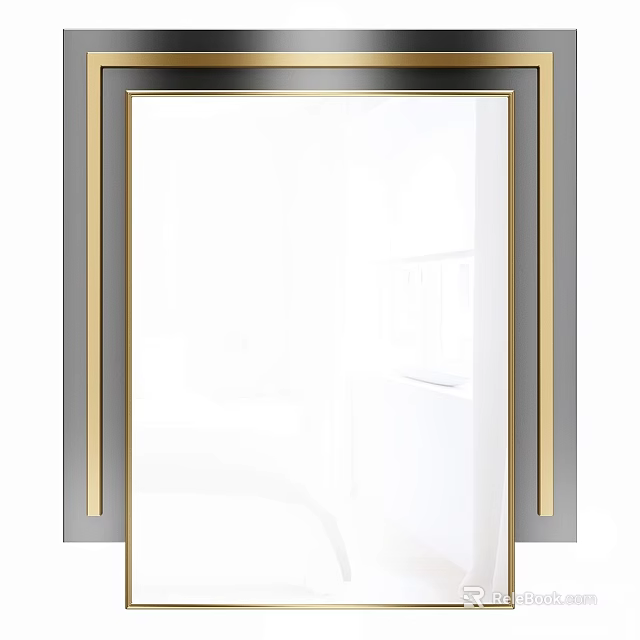 Modern Decorative Mirror With Gold And Gray Frame For Home Wall Decor 3d model 