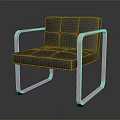 Modern Black Fabric Chair With Metal Frame And Armrests For Living Room