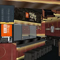 Japanese BBQ Restaurant Interior With Bar Counter Stools Wooden Decor Pendant Light