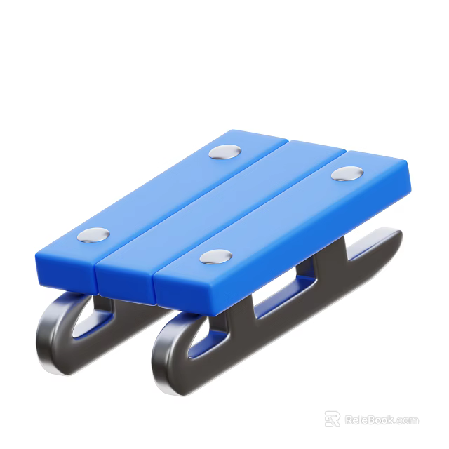 Blue Plastic Connector With Metal Hooks And Silver Screws Design 3d model 