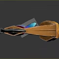 Fantasy Dagger Weapon With Orange Guard Red Wrapping Blue Blade And Decorative Accents