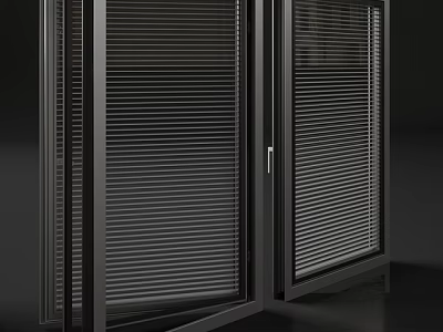 Modern Black Framed Casement Door With Louvered Glass And Smooth Opening 3d model