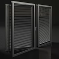 Modern Black Framed Casement Door With Louvered Glass And Smooth Opening