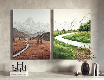 Modern Landscape Painting Hanging Painting Decorative Painting 3d model