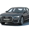 Dark Gray Audi Sedan Front View With LED Headlights Grille And Alloy Wheels
