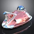 Futuristic Copper And Silver Water Vehicle With Blue Dome Pointed Front And Metallic Finish Design