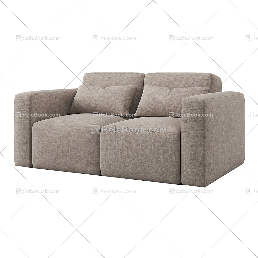 Simple Double Sofa Double Sofa Simple Sofa Grey Sofa Living Room Sofa 3d model