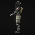 Game Movie Character In Tactical Gear With Helmet Protective Vest And Knee Pads