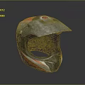 Red And Gray Patterned Helmet Shaped Weapon With Distinctive Design Elements 3d model