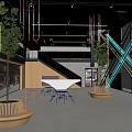 Modern Open Space Front Desk Reception With Industrial Style Large Windows Green Plants Exposed Ceiling