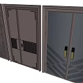Modern Security Door Designs with Decorative Ring Geometric Patterns and Diagonal Lines and Golden Handles 3d model