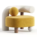 Unique Modern Leisure Chair With Geometric Pattern Backrest And Soft Boucle Seat Spherical Wooden Legs